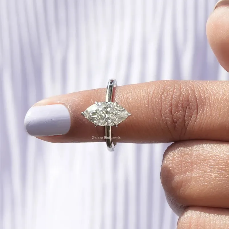Marquise Cut Solitaire Lab Diamond Ring vy 6