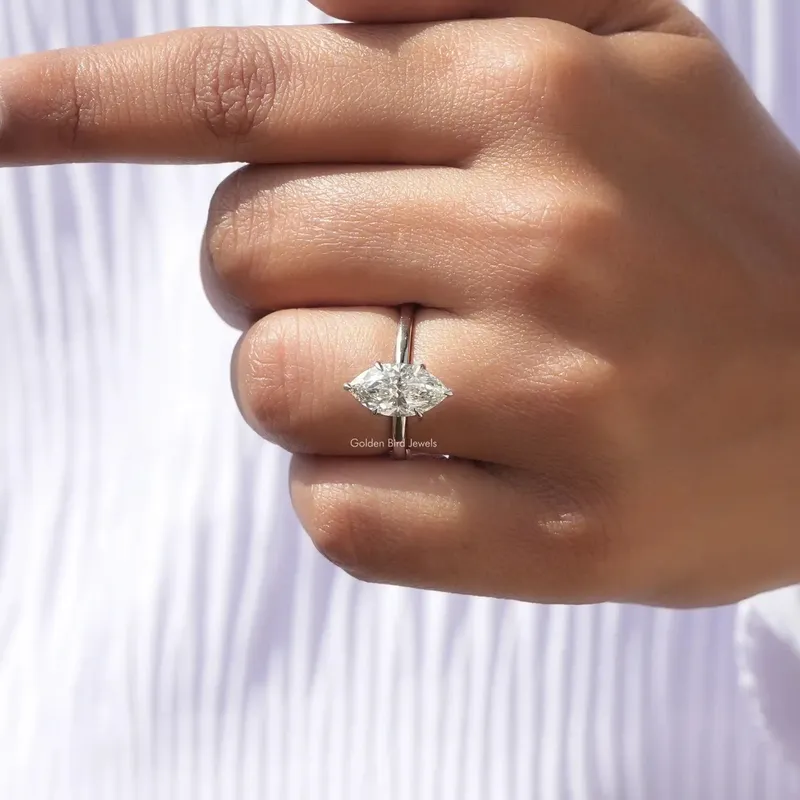Marquise Cut Solitaire Lab Diamond Ring vy 7