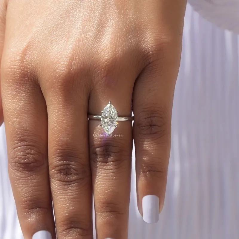 Marquise Cut Solitaire Lab Diamond Ring vy 8