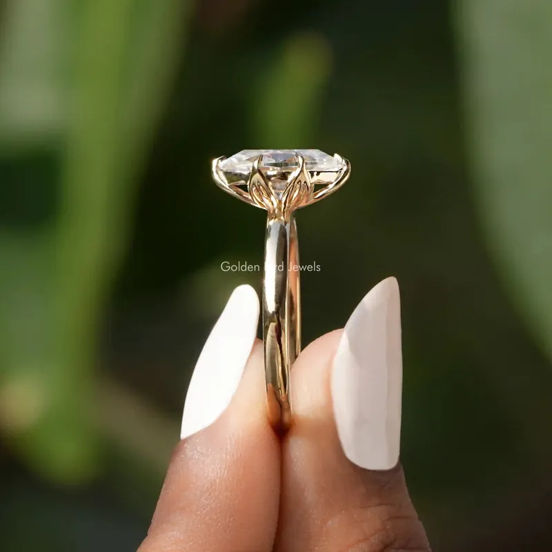 Marquise Cut Solitaire Moissanite Engagement Ring view 2