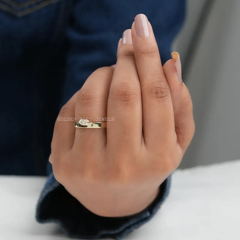 Marquise Cut Solitaire Moissanite Ring vy 2