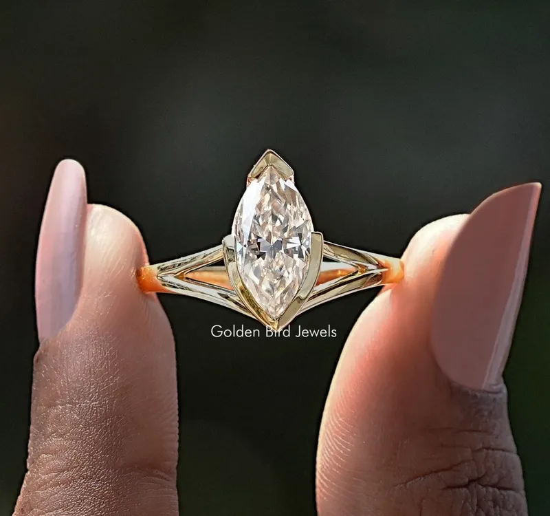 Marquise Cut Split Shank Moissanite Ring engagement ring