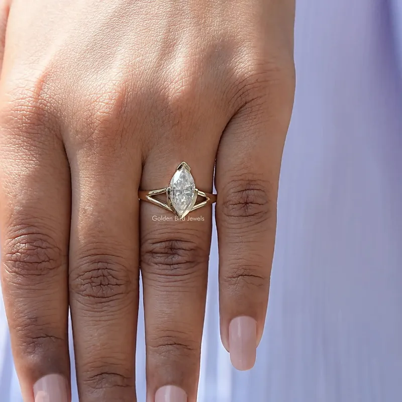Marquise Cut Split Shank Moissanite Ring vy 7