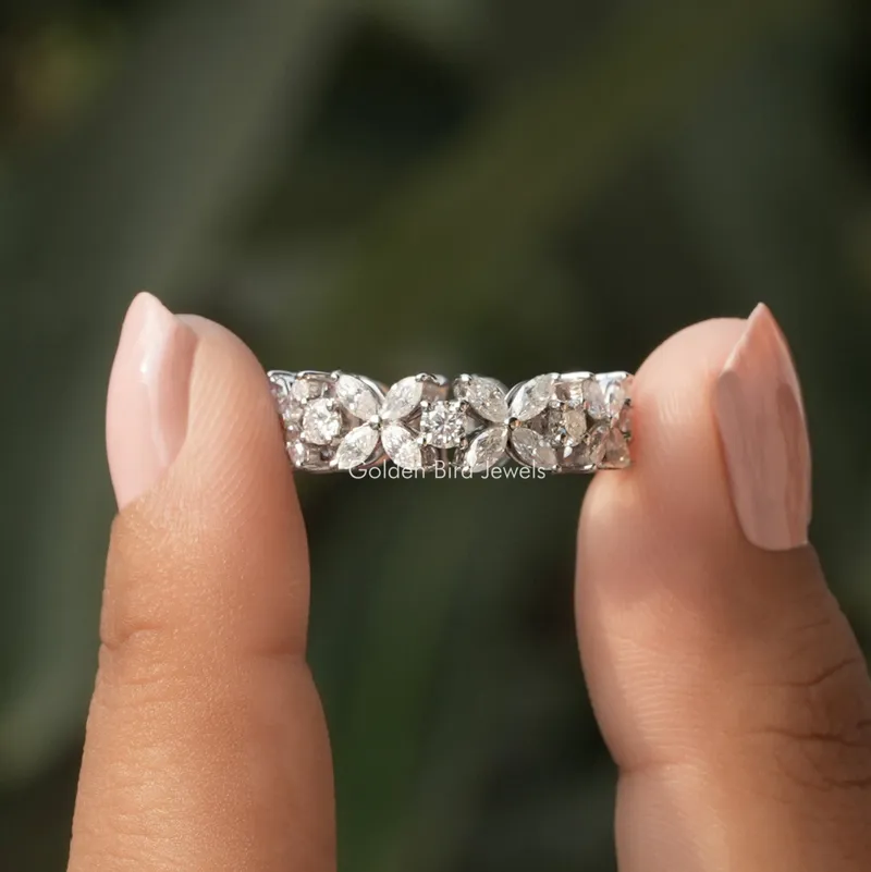 Marquise Round Cut Moissanite Wedding Band round cut engagement ring