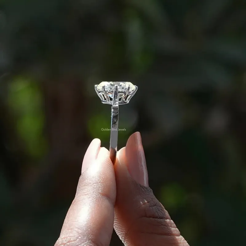 Milgrain Old Mine Oval Moissanite Accent Ring view 2