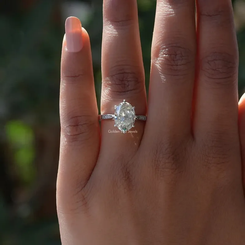 Milgrain Old Mine Oval Moissanite Accent Ring view 4