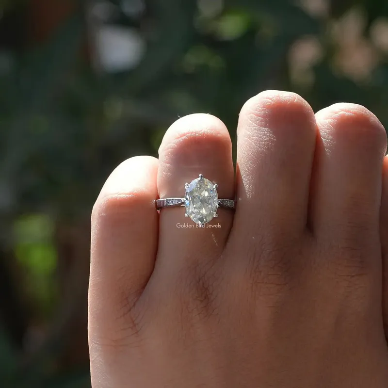 Milgrain Old Mine Oval Moissanite Accent Ring view 5