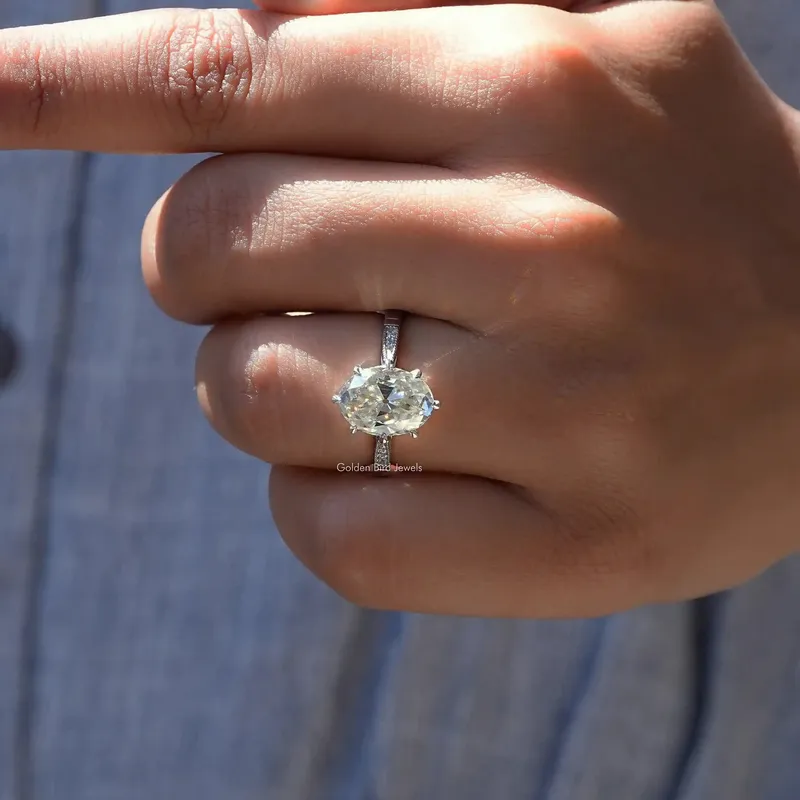 Milgrain Old Mine Oval Moissanite Accent Ring view 8