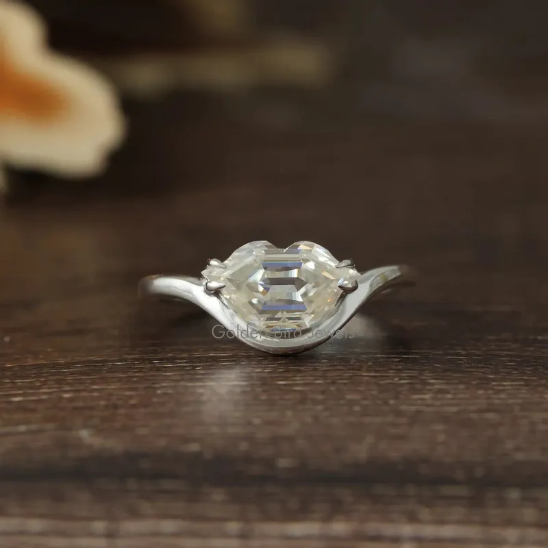 Moissanite Antique Cut Solitaire Lips Ring engagement ring