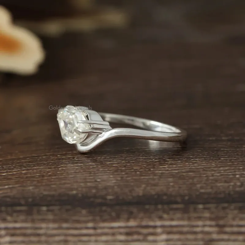 Moissanite Antique Cut Solitaire Lips Ring view 4
