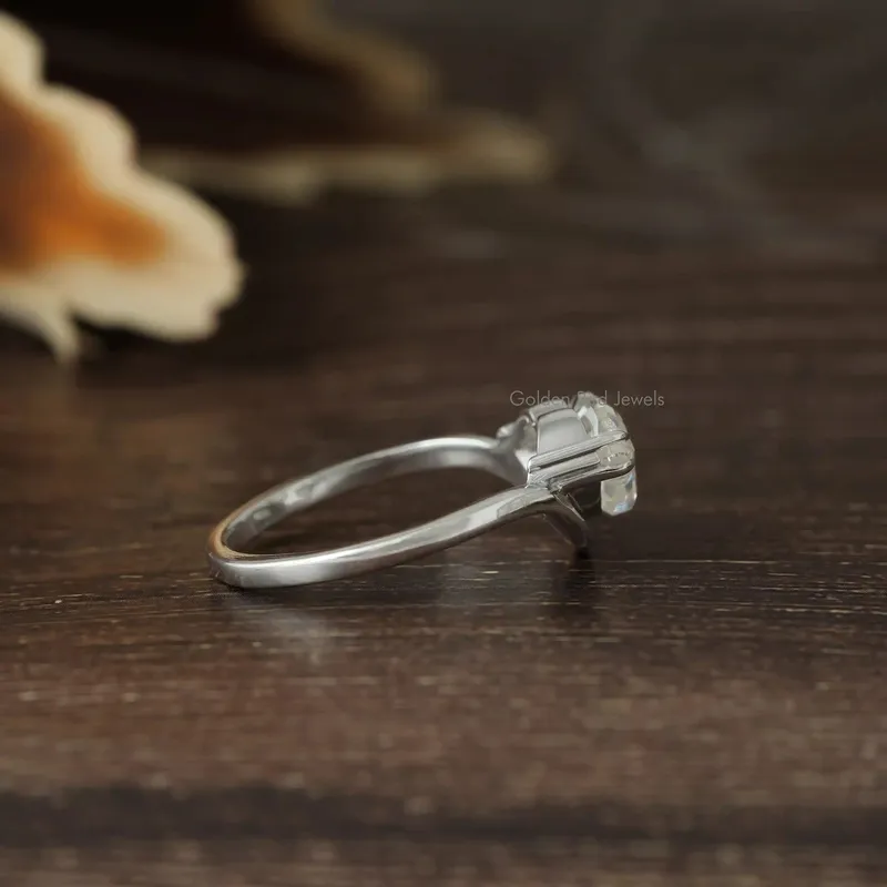 Moissanite Antique Cut Solitaire Lips Ring view 7