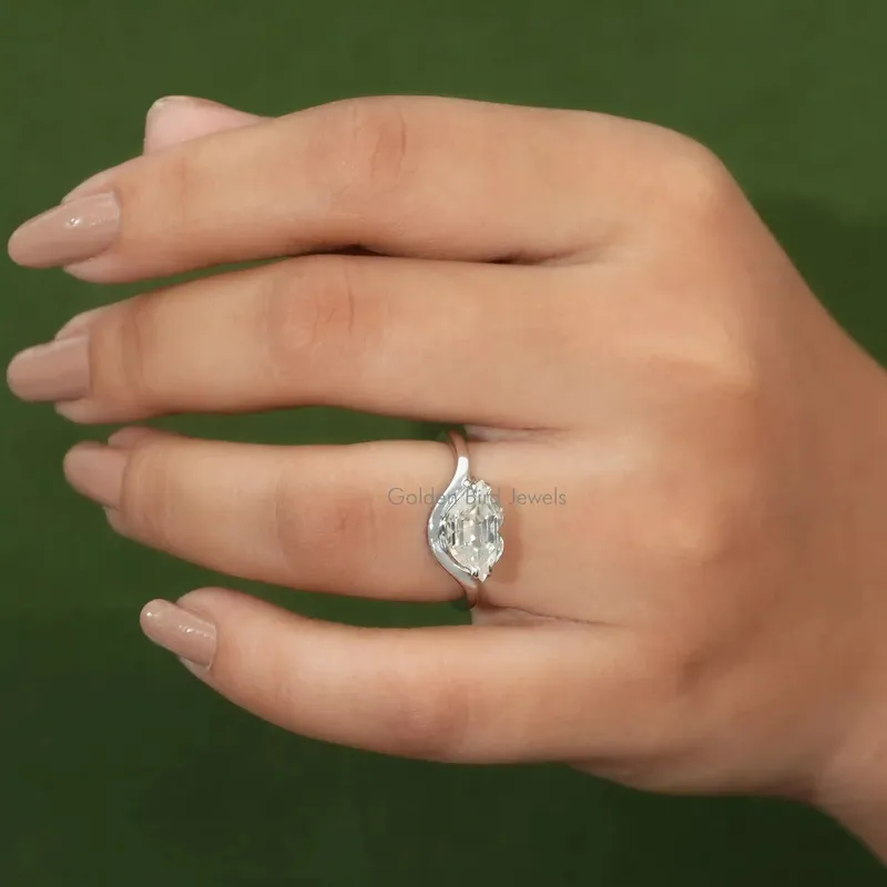 Moissanite Antique Cut Solitaire Lips Ring view 2