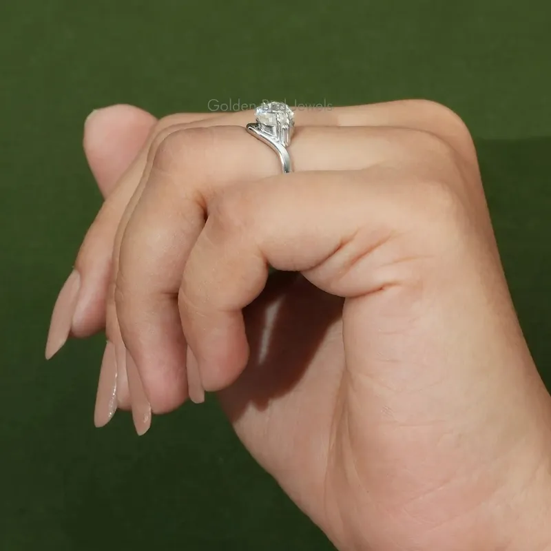 Moissanite Antique Cut Solitaire Lips Ring view 5