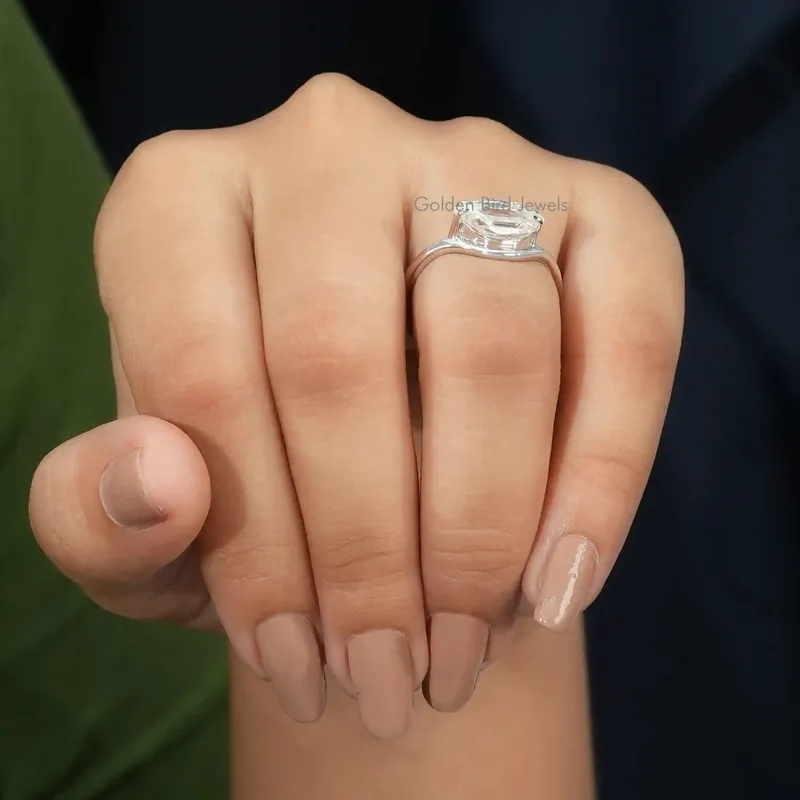 Moissanite Antique Cut Solitaire Lips Ring view 6