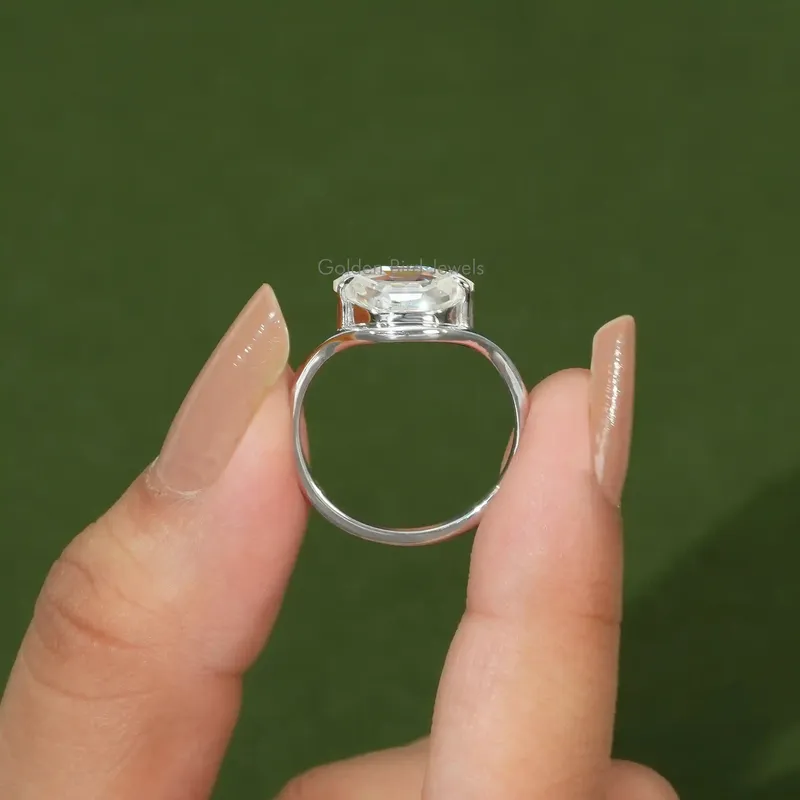 Moissanite Antique Cut Solitaire Lips Ring view 8