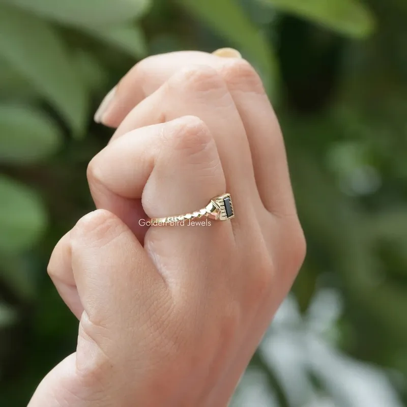 Moissanite Baguette Cut Engagement Solitaire Ring view 4