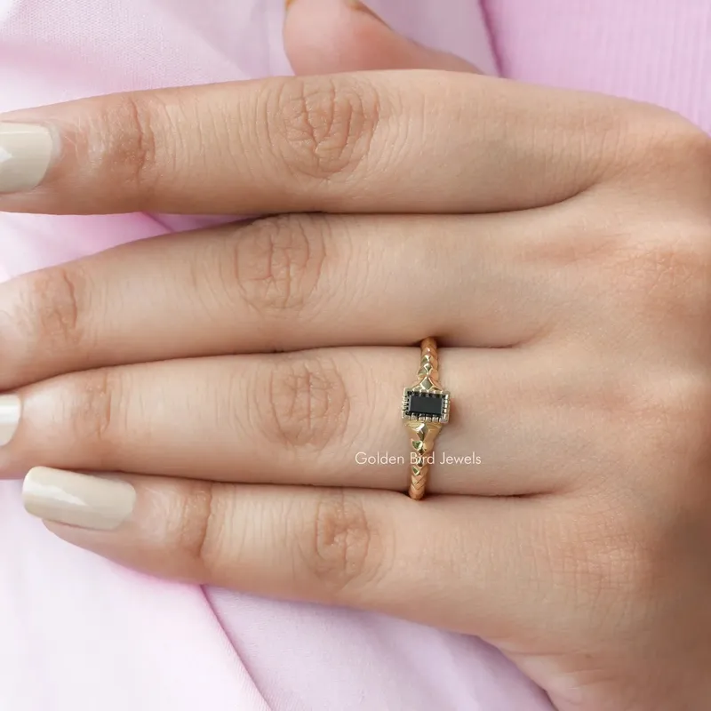 Moissanite Baguette Cut Engagement Solitaire Ring view 6