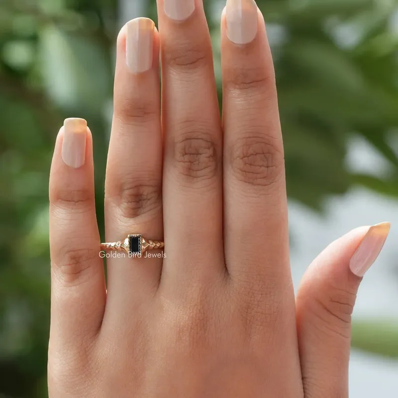 Moissanite Baguette Cut Engagement Solitaire Ring view 5