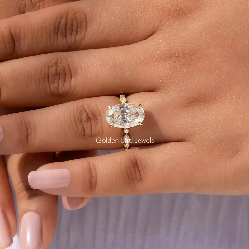 Moissanite Crushed Ice Oval Eternity Ring vy 8