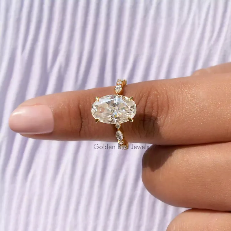 Moissanite Crushed Ice Oval Eternity Ring vy 7