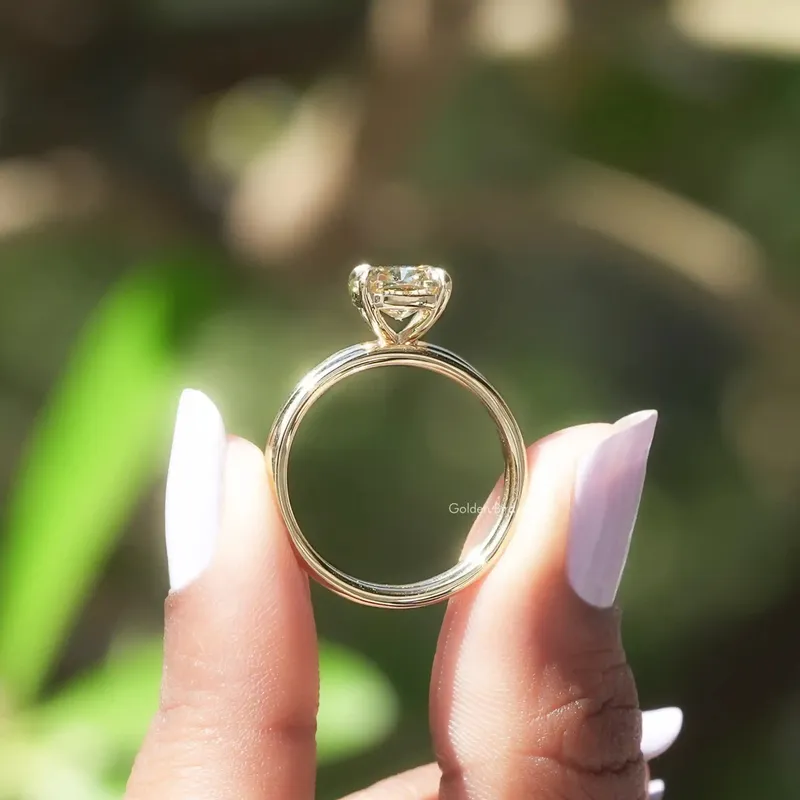 Moissanite Cushion Cut Solitaire Ring Set vy 2