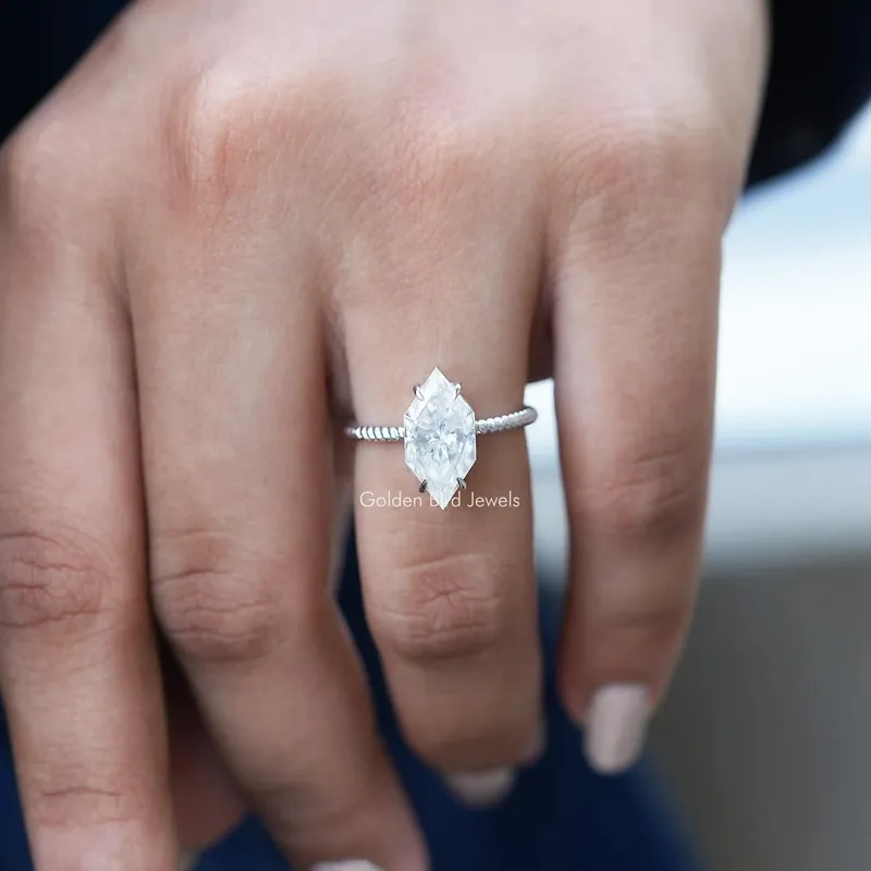 Moissanite Dutch Marquise Cut Engagement Ring vy 2