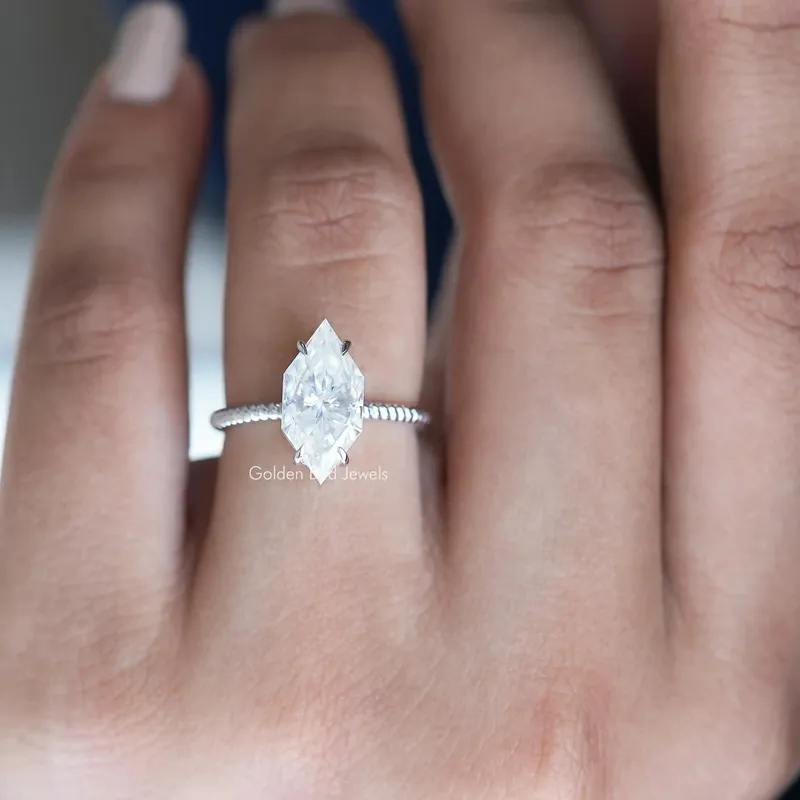 Moissanite Dutch Marquise Cut Engagement Ring vy 4