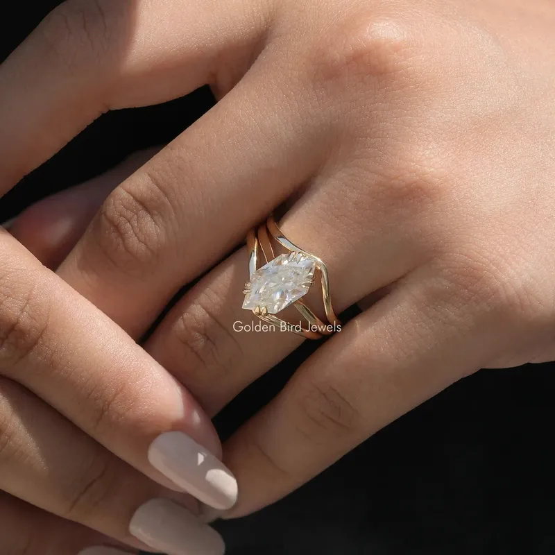 Moissanite Dutch Marquise Cut Ring Set For Women vy 5