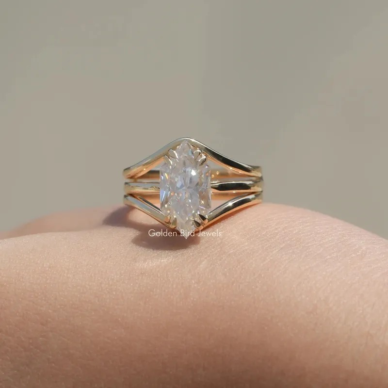 Moissanite Dutch Marquise Cut Ring Set For Women vy 3