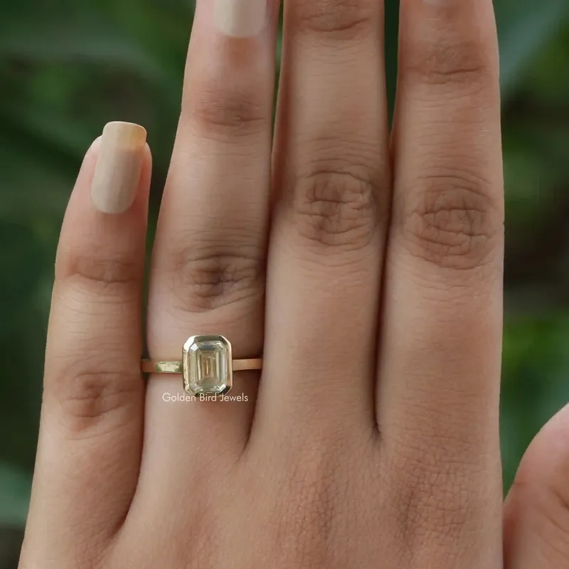 Moissanite Emerald Cut Solitaire Engagement Ring view 8