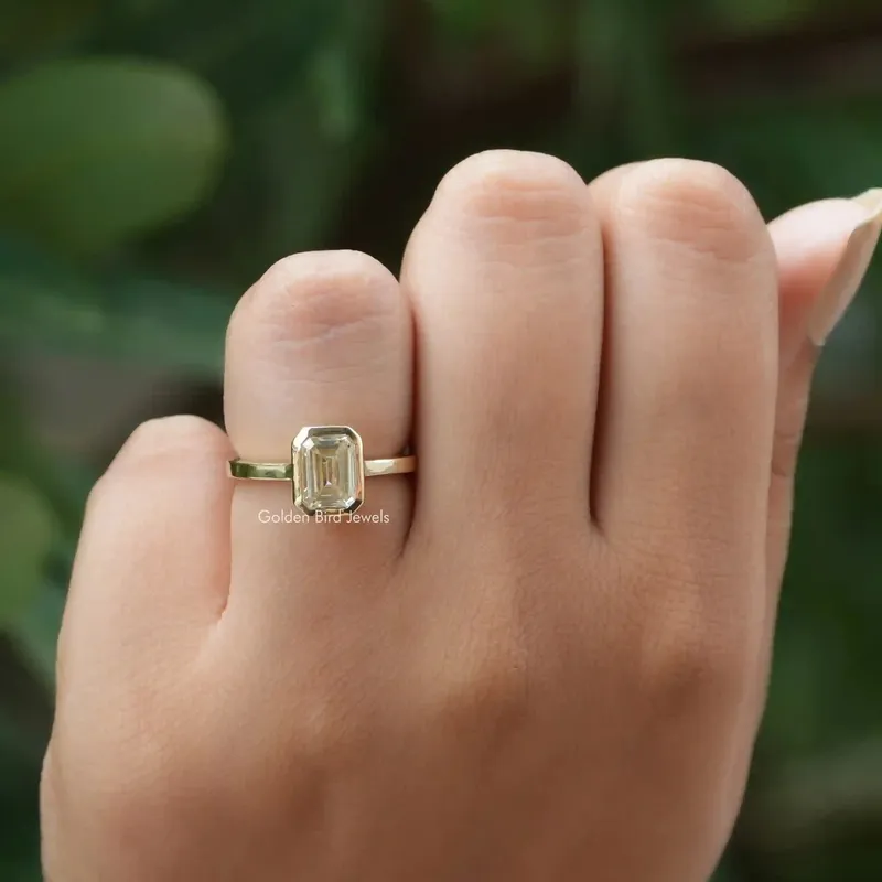 Moissanite Emerald Cut Solitaire Engagement Ring view 4