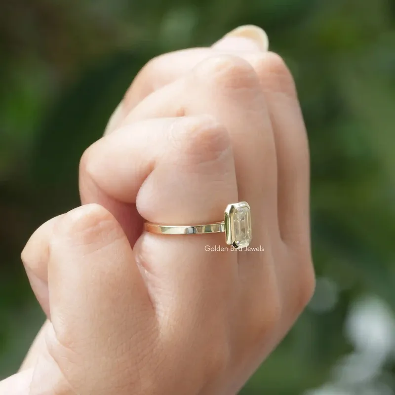 Moissanite Emerald Cut Solitaire Engagement Ring view 3