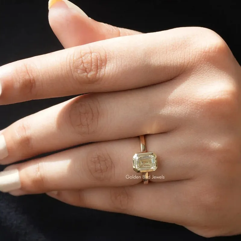 Moissanite Emerald Cut Solitaire Engagement Ring view 6