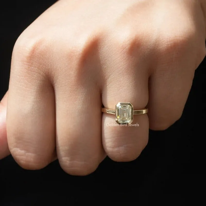 Moissanite Emerald Cut Solitaire Engagement Ring view 7