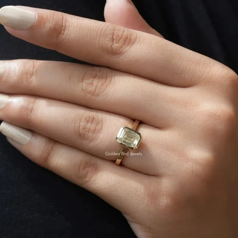 Moissanite Emerald Cut Solitaire Engagement Ring view 5