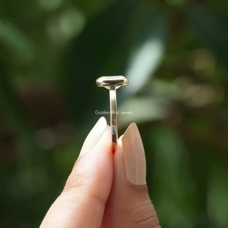 Moissanite Emerald Cut Solitaire Engagement Ring view 2