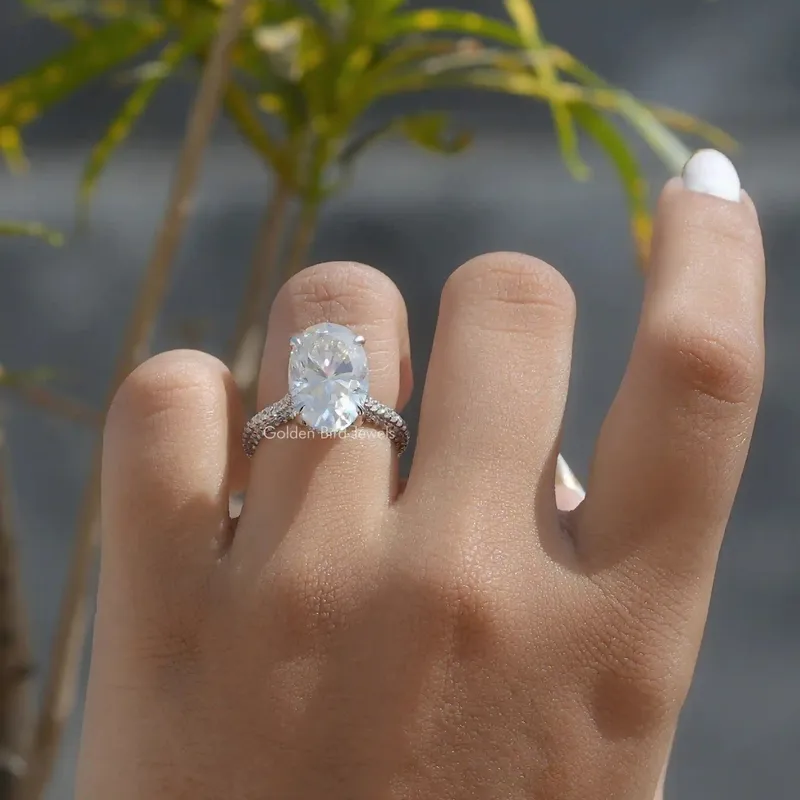 Moissanite Hidden Halo Oval Cut Engagement Ring oval cut engagement ring