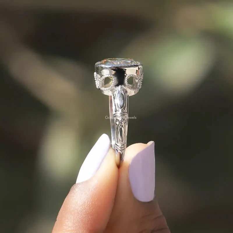 Moissanite Milgrain Cushion Cut Engagement Ring vy 3
