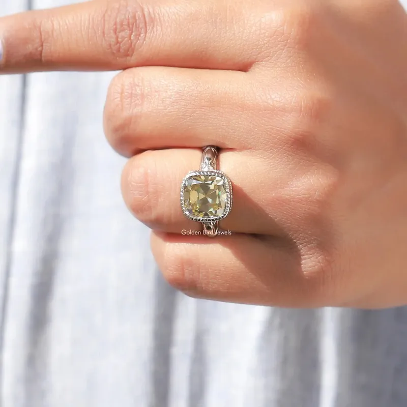 Moissanite Milgrain Cushion Cut Engagement Ring vy 7