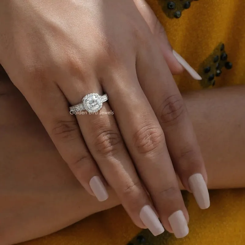 Moissanite Old European Round Cut Vintage Style Ring vy 4