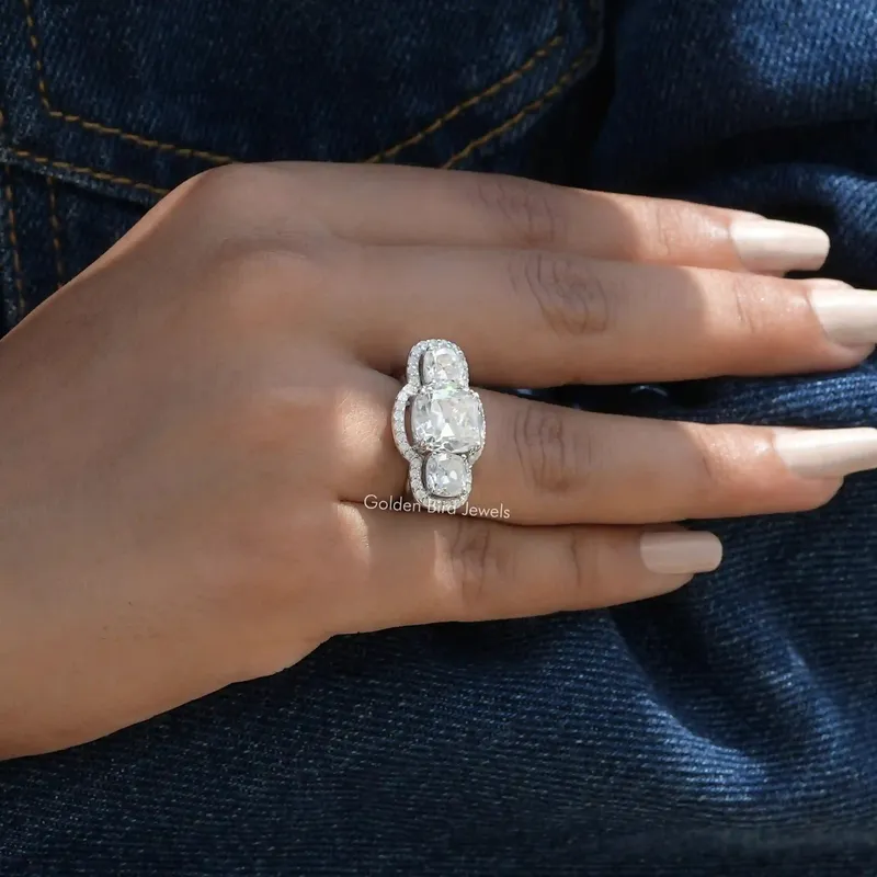 Moissanite Old Mine Cushion Cut Birthday Gift Ring vy 5