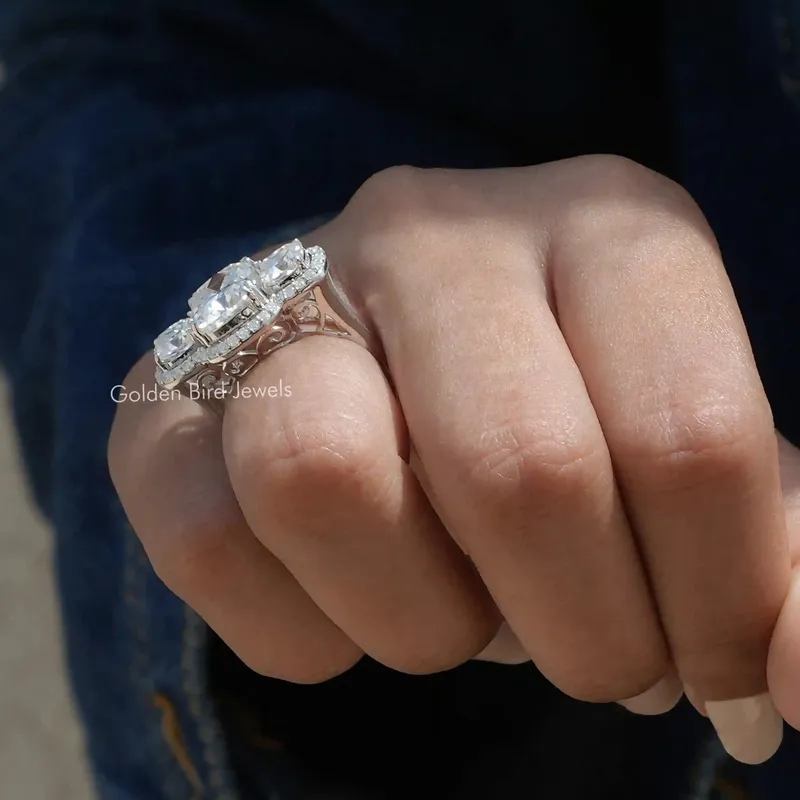 Moissanite Old Mine Cushion Cut Birthday Gift Ring vy 6