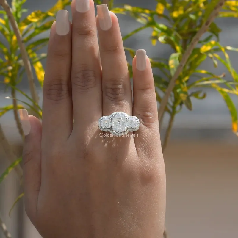 Moissanite Old Mine Cushion Cut Birthday Gift Ring vy 3