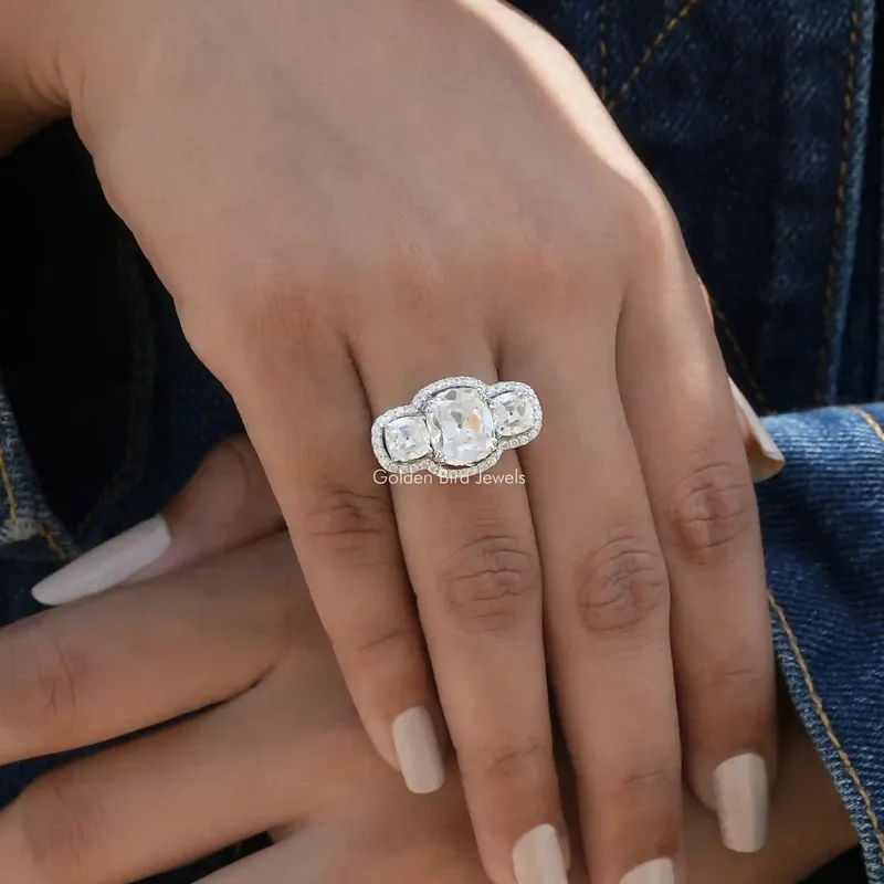 Moissanite Old Mine Cushion Cut Birthday Gift Ring vy 2