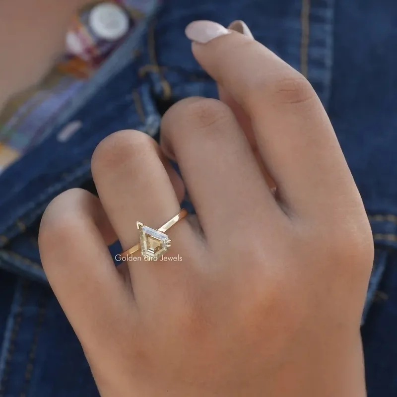 Moissanite Old Mine Pentagon Cut Solitaire Ring view 2