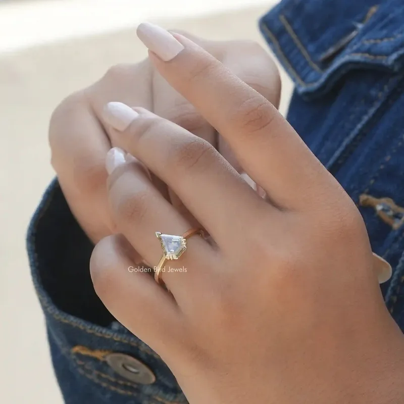 Moissanite Old Mine Pentagon Cut Solitaire Ring view 3