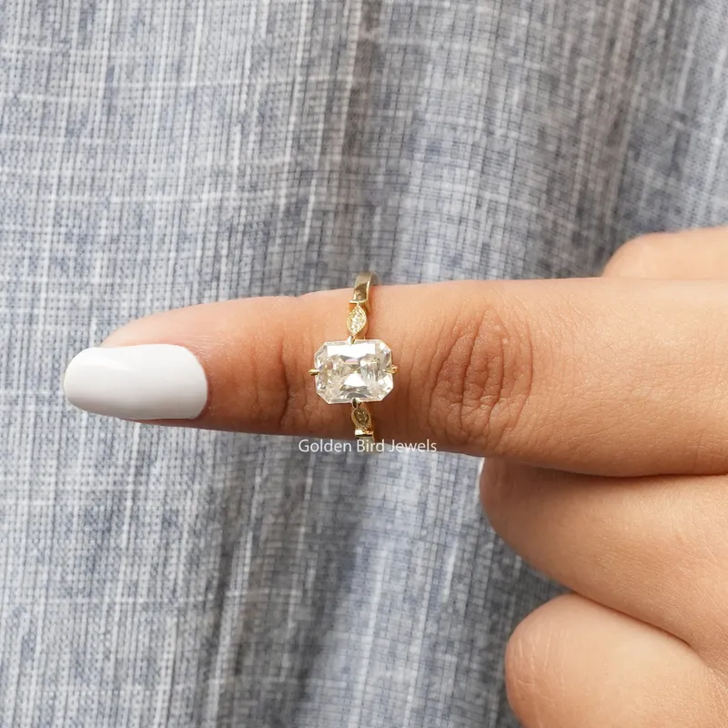 Moissanite Old Mine Radiant Cut Engagement Ring vy 8