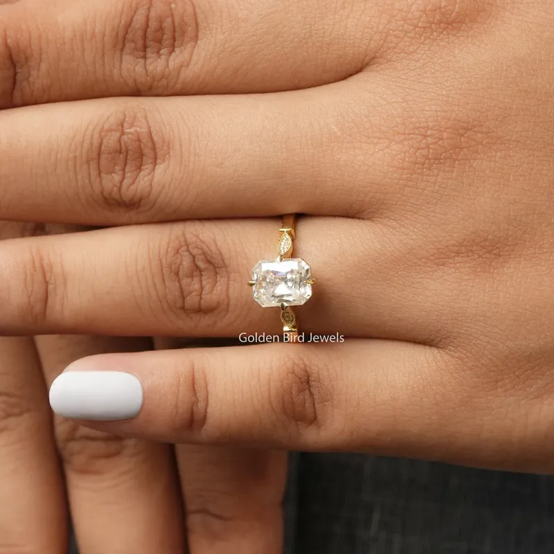 Moissanite Old Mine Radiant Cut Engagement Ring vy 4