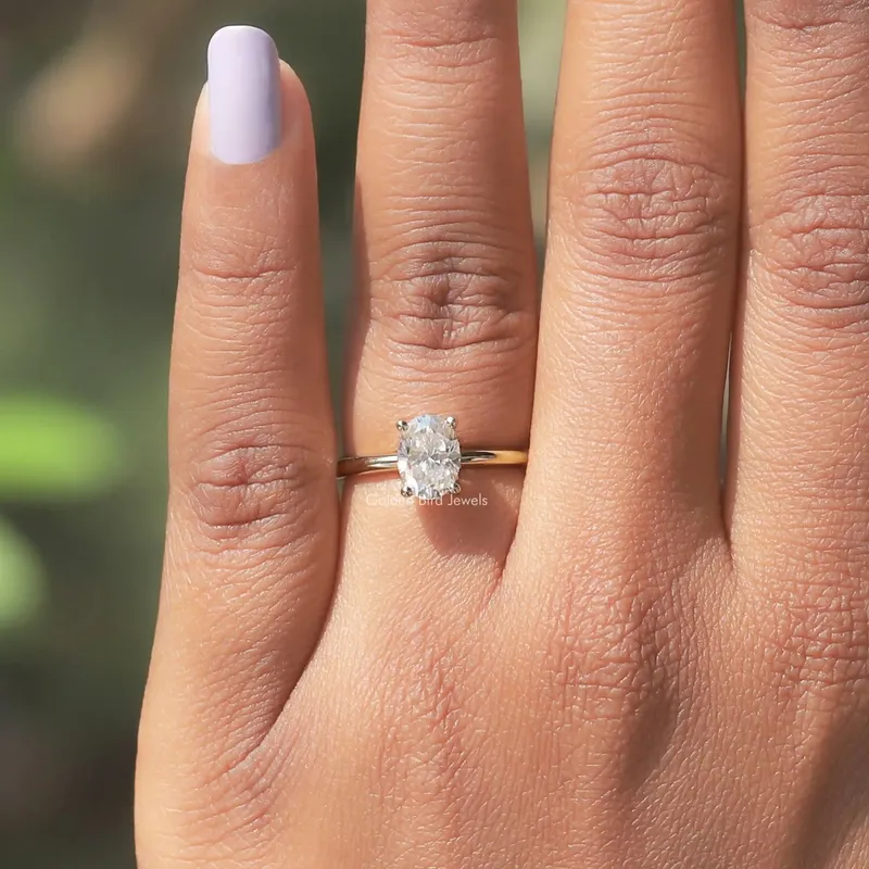 Moissanite Oval Cut Hidden Halo Ring view 5