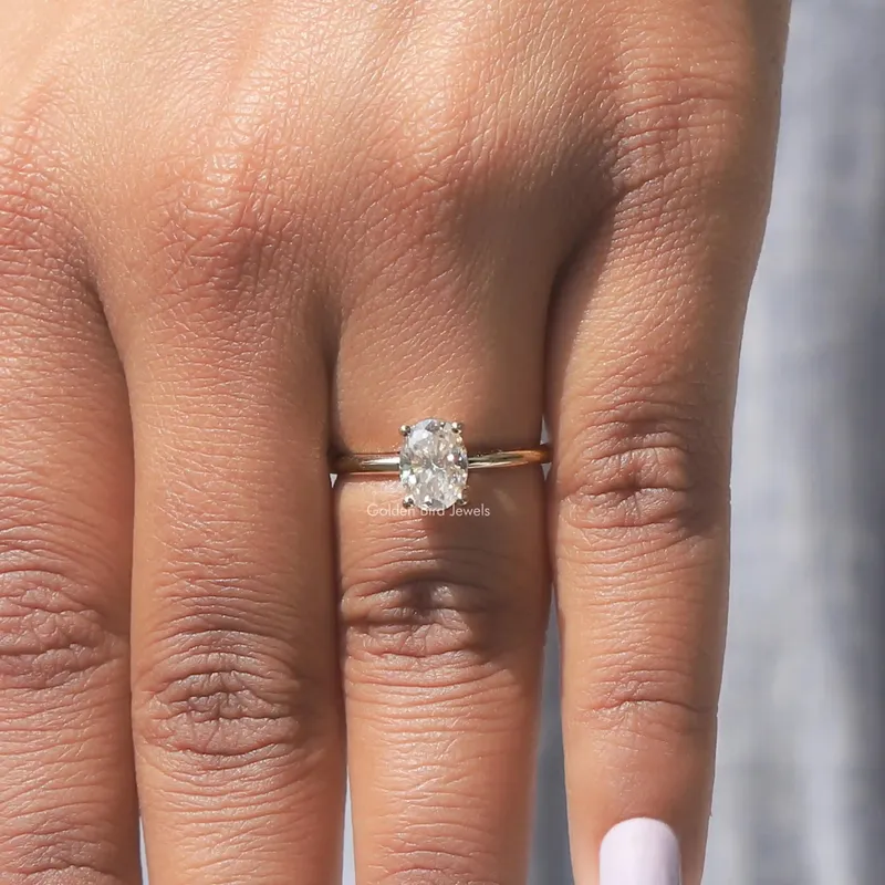 Moissanite Oval Cut Hidden Halo Ring view 6